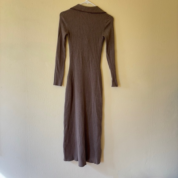 sézane léandre dress in dark taupe - Picture 6 of 8